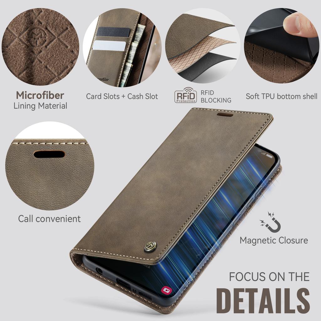 For Samsung Galaxy A51 4G SM-A515 Case CASEME 033 Series RFID Blocking Wallet Stand Calf Texture Leather Phone Cover