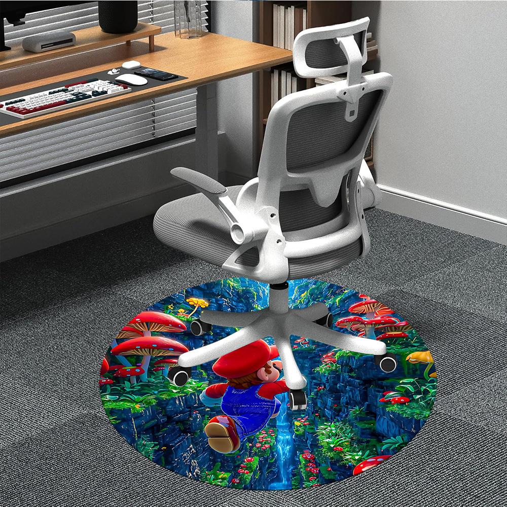 

1PC Super Mario Adventure Office Round Rug, Non-slip, Soft and Durable Office Rug for Interior Decoration, Perfect for Office yy250915111 80cm by 80cm