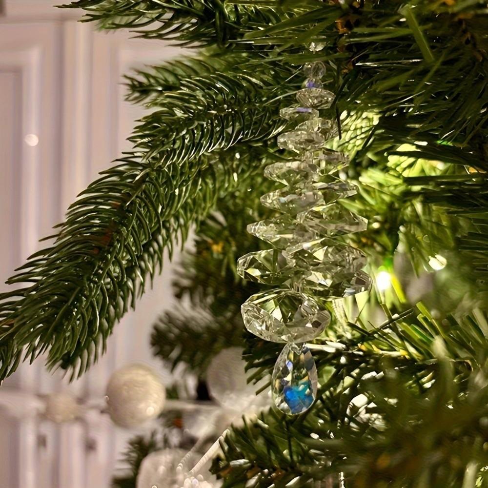 Xmas Tree Shape Crystal Beads Pendant Transparent Christmas Tree Pendant Party Decoration