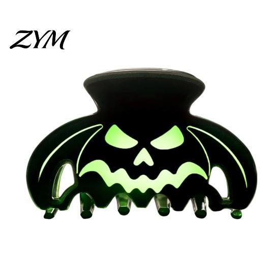 Halloween Hair Claws Claw Clips, Luminous Ghost Pumpkin Pattern Acrylic Anti-slip Shark Clips Glow in The Dark Grippers for Women Girls Daily