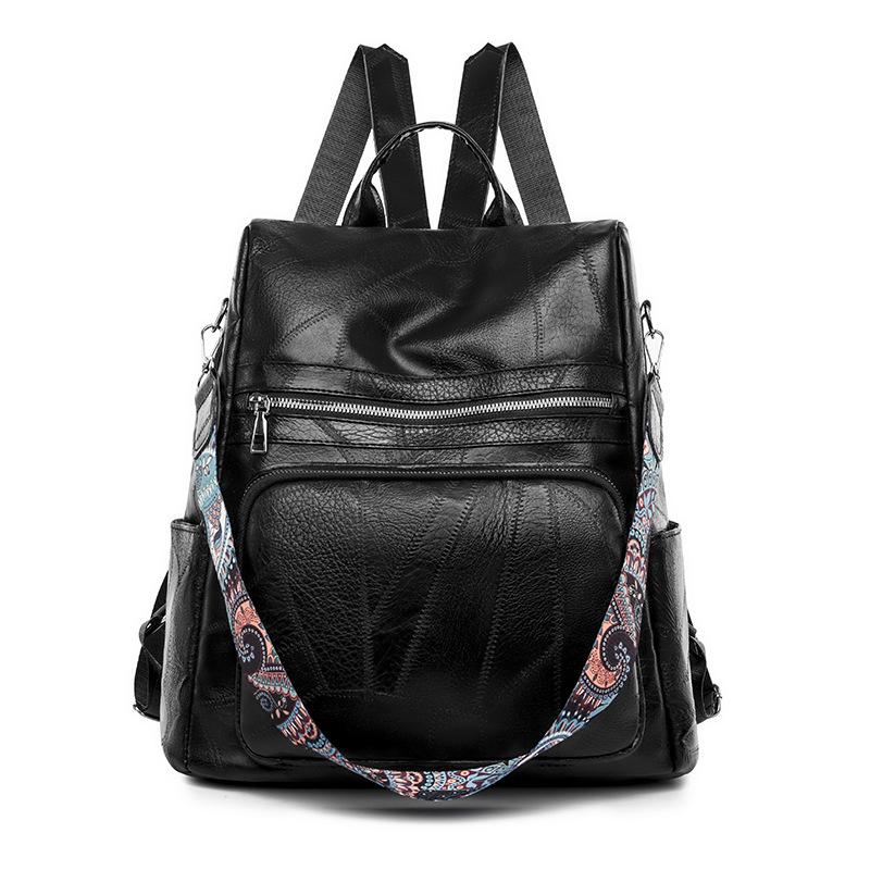 

Вінтажний жіночий повсякденний рюкзак із штучної шкіри чорний