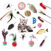 Feather Cat Toy Stick with Mint Ball and Colorful Mouse - Self-entertainment Cat Toy Supply
