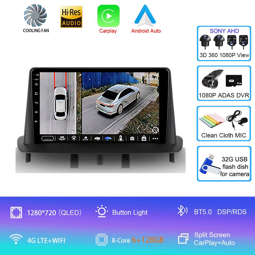 For Renault Megane 3 Fluence Samsung SM3 2008 - 2014 Car Radio Android 14 Carplay Auto Multimedia Player Stereo 2din Head Unit