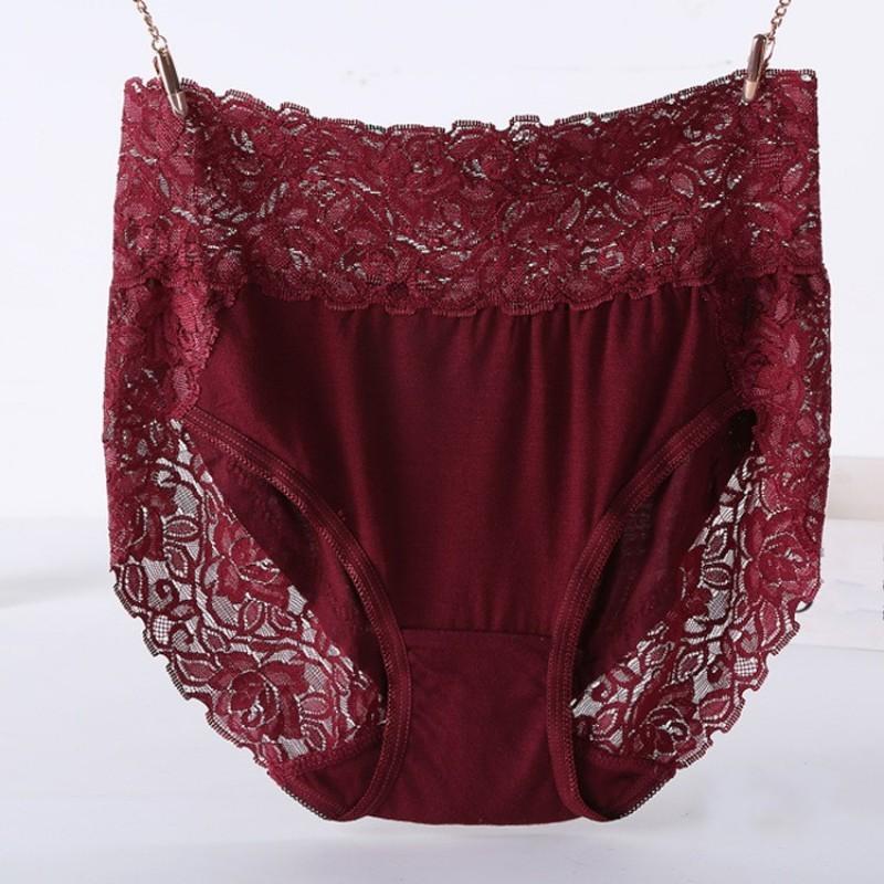 Large Size M-3XL Modal Panties High Waist Women Sexy Lace Underpants Female Briefs Underwear 11 Colors