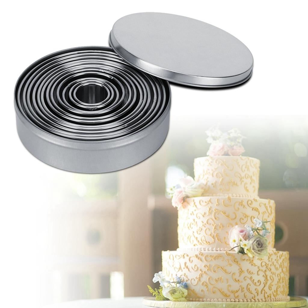12pcs Portable Round Cutting Cookie Molds and Mousse Cake Mould Stainless Steel Ring Pastry Baking Accessories