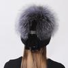 Nouveau Chapeau d'Hiver en Véritable Fourrure de Vison Tricoté avec Pompon 5 Queues Diamant Mode Élégant Chaud Neige Extérieur Bonnets Casquette Femme