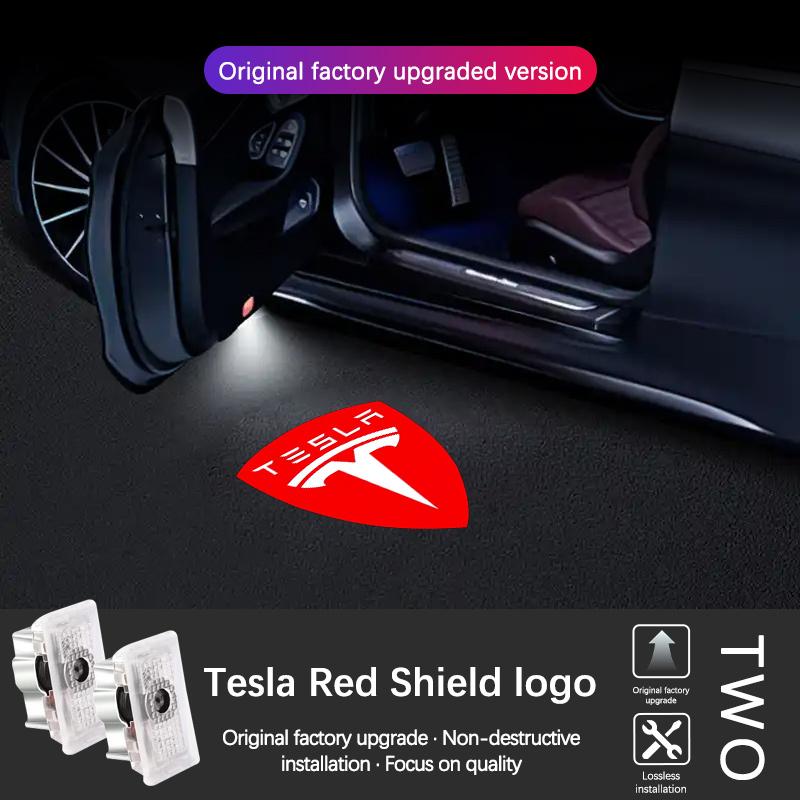 ALC1 LED Car Door Welcome Logo Shadow Projector Light Accessories For Tesla Model 3 Model S
