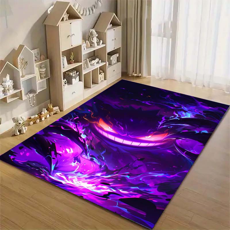 Gengar Printed Area Rug Cartoon Ghost Pattern Non-Slip Floor Mat Soft Carpet for Bedroom Living Room Decor