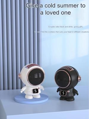 Handheld Astronaut Small Electric Fan New Mini USB Charging Hanging Neck with No Blades, Five Speed Portable Cartoon Astronaut