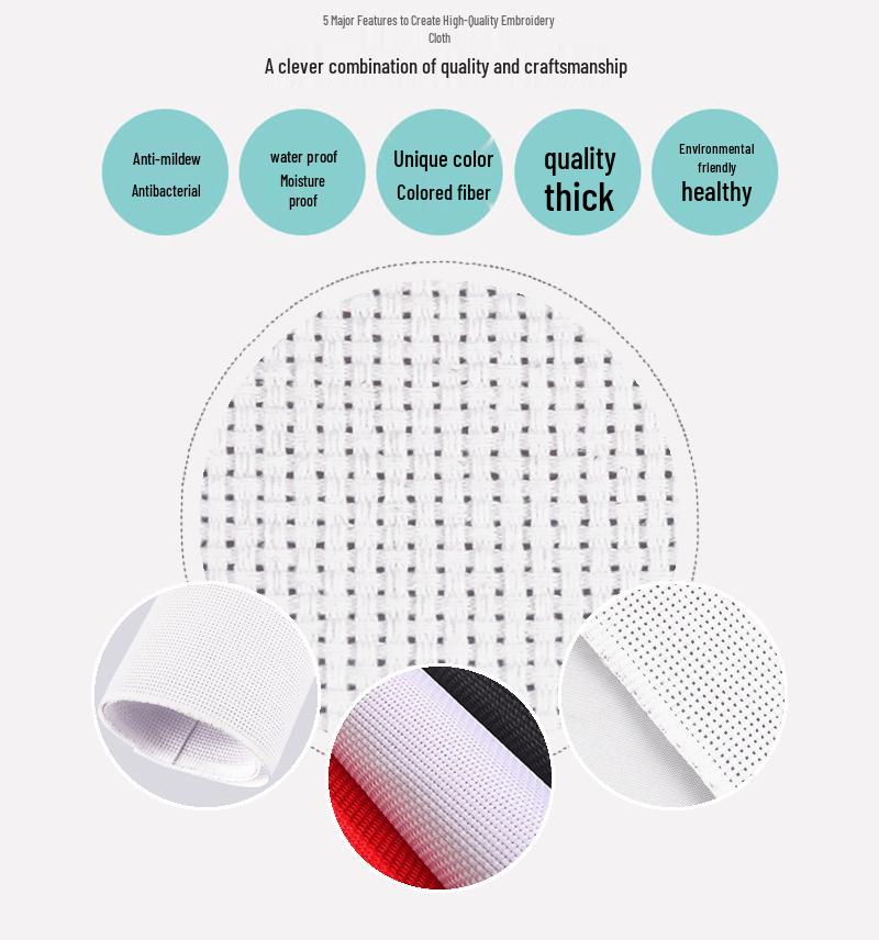 11CT White Grid Polyester Cotton Cross-Stitch Fabric Kit – Thickened Embroidery Cloth for Home Textiles