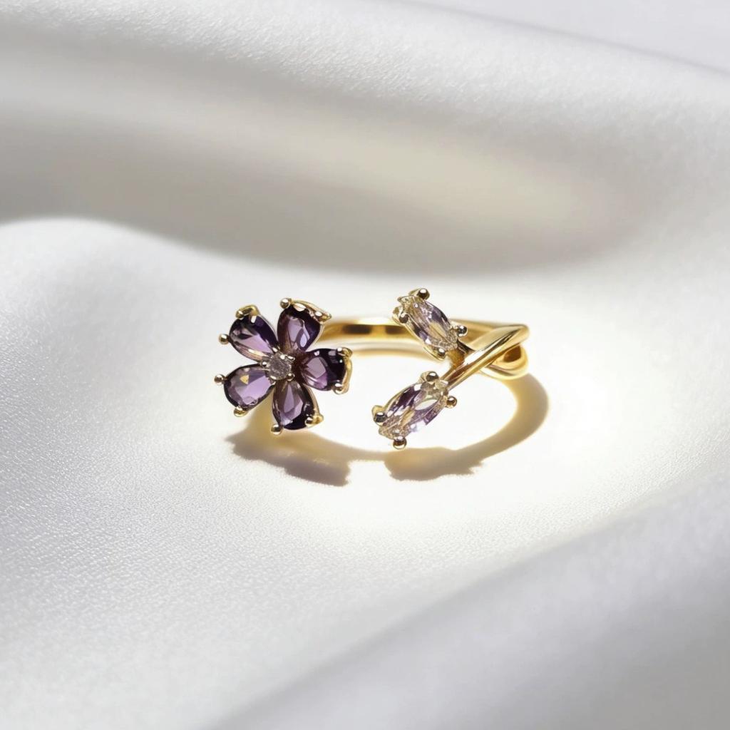 New Fashion Crystal Zircon Rings Sweet Flower Leaf Butterfly Adjustable Open Rings Female Wedding Engagement Jewelry Gift