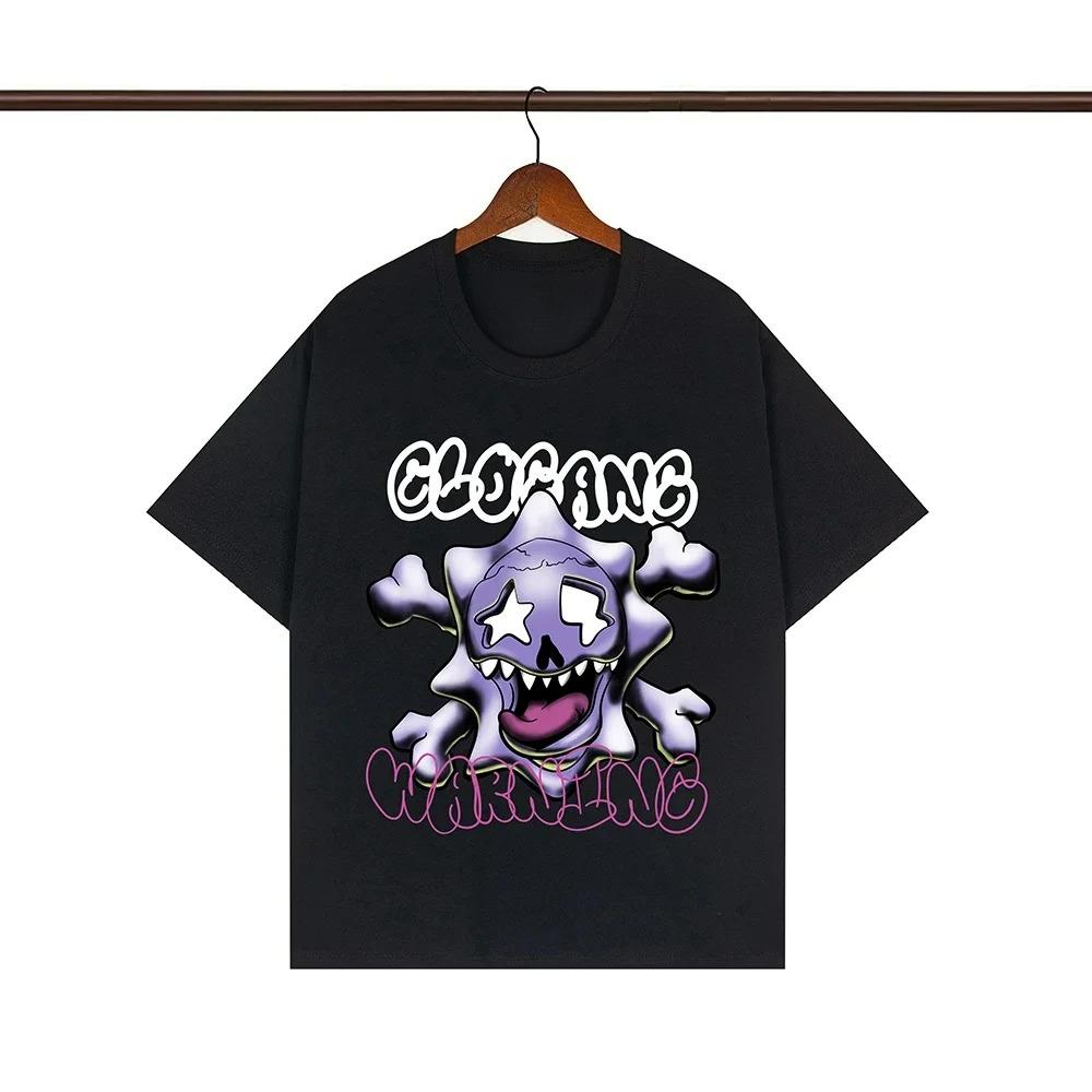 Streetwear Graffiti Farbmatch Buchstabe Kurzarm T-Shirts für Männer und Frauen Rundhalsausschnitt Baumwoll-Tees Oversized Hip Hop Tops