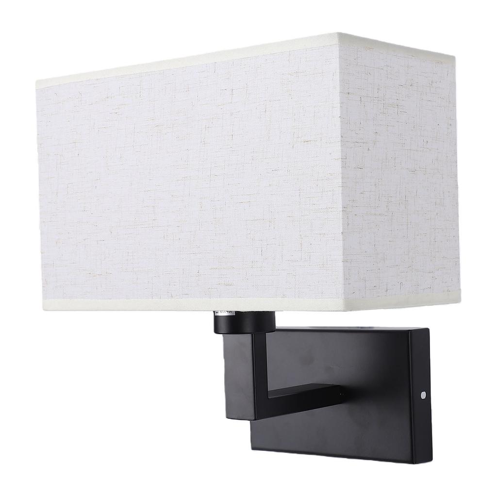 Moderne Stoffschirm-Wandleuchte Schwarze Wandmontage-Lampe für Schlafzimmer Nachttisch Wohnzimmer
