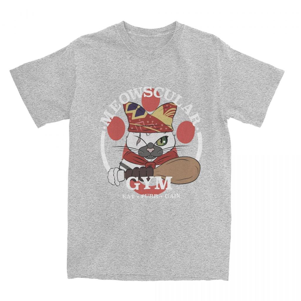 Herren Meowscular Gym T-Shirts Monster Hunter World MHW Spiel Baumwollkleidung Sommer Kurzarm T-Shirt Rundhals T-Shirt Übergröße