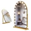 Vanity Mirror with 17 LED Lights, Curved Table Top Makeup Mirror, Rotatable Base Makeup Mirror with 10x Magnifying Glass, Touch