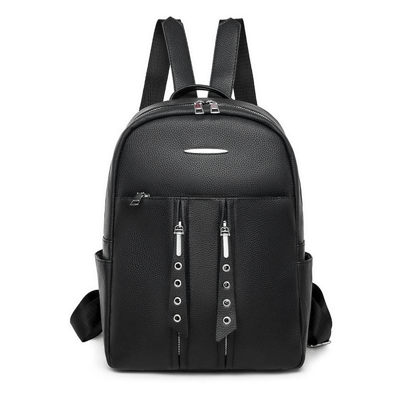 Jednobarevný dámský cestovní batoh na zip s velkou kapacitou