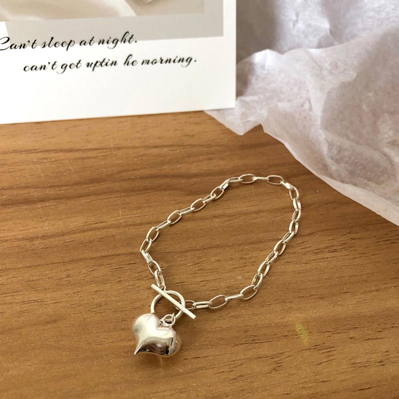 Ot Buckle Love Bracelet Female Personality Style Student Simple Niche Design Peach Heart Chain Girlfriend Chain