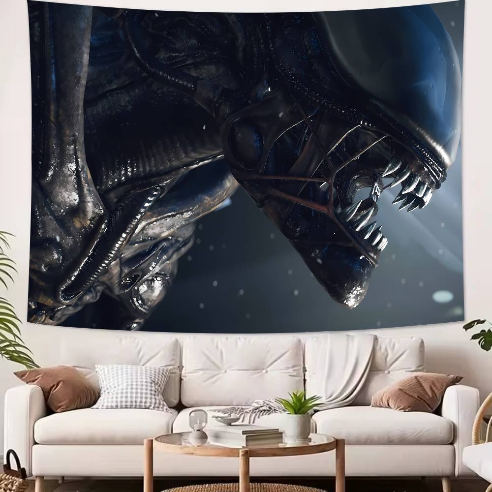 Science Fiction Horror Movie Alien Tapestry Decoration Bedroom Dormitory Background Cloth Holiday Home Living Room Club Tapestry