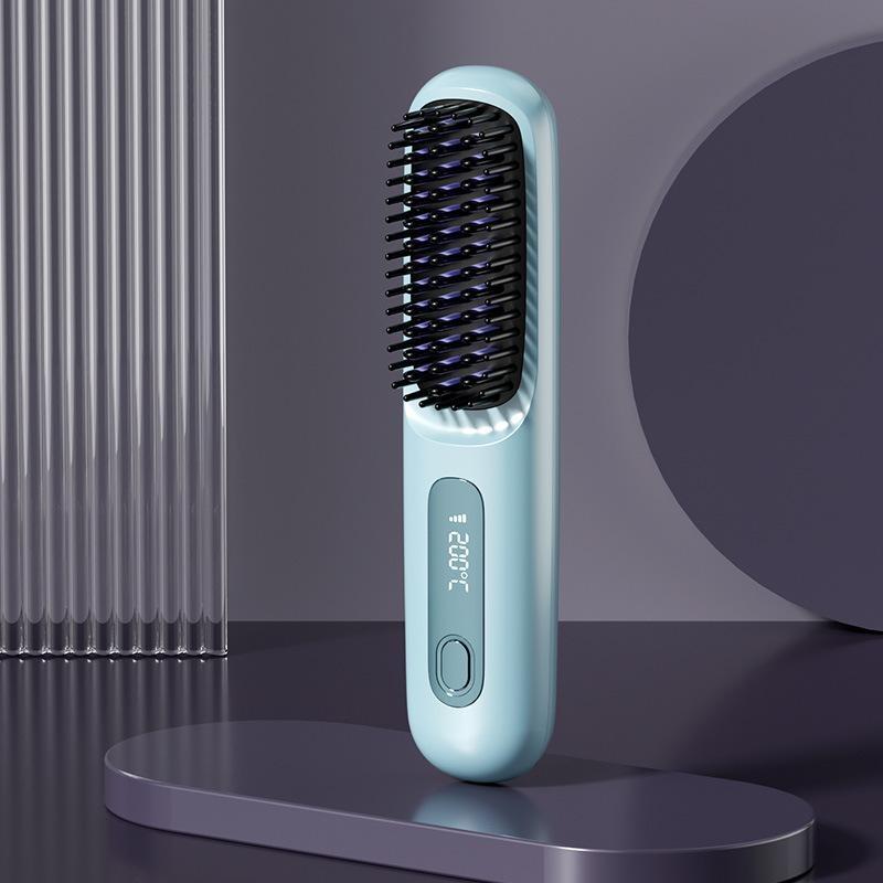 Negative Ion Cordless Hair Straightener Brush Anti-Scald Lightweight Fast Heating Hair Styler for Women Travel Gift