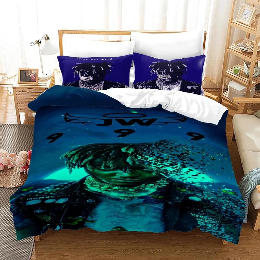 New Juice Wrld Bedding Set Single Twin Full Queen King Size Stars Juice Wrld Bed Set Aldult Boys Bedroom Duvetcover Sets 3D 018