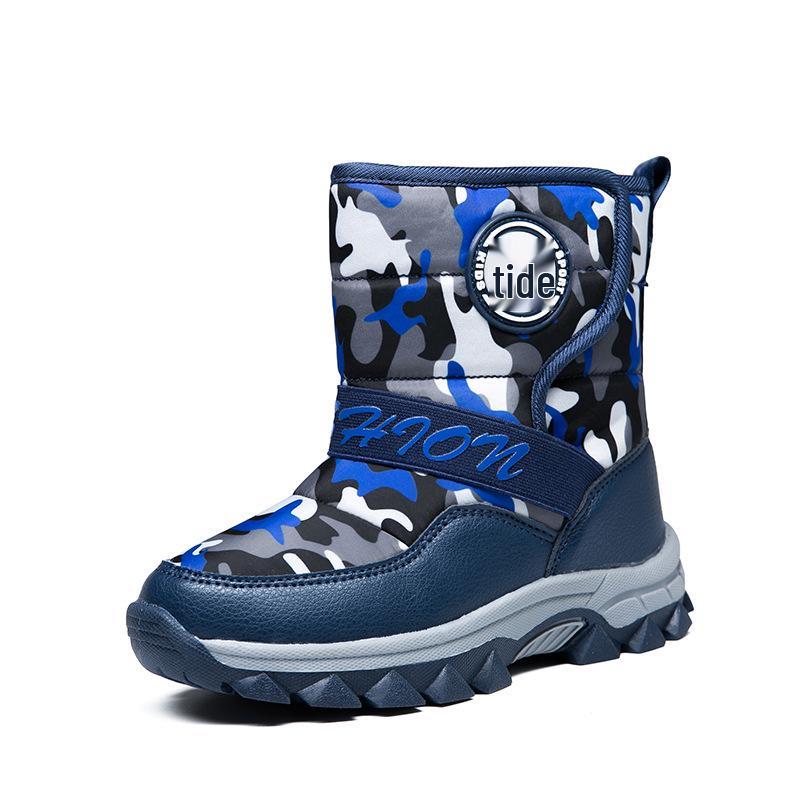 

Winter 2025 Kids Camouflage High-Top Snow Boots with Steel Spikes & Added Fleece for Medium & Large Children Size 31, Insole 19.8cm
