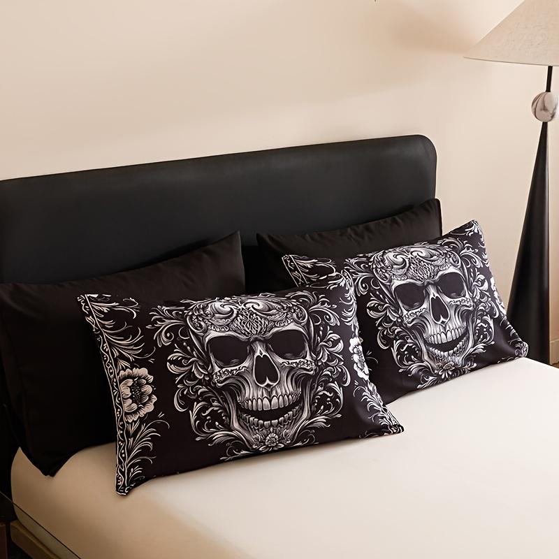 Black White Design Skull Victorian Baroque Gothic Return to The Ancients (1 Comforter +2 Pillowcases Without Pillow Core)At Home