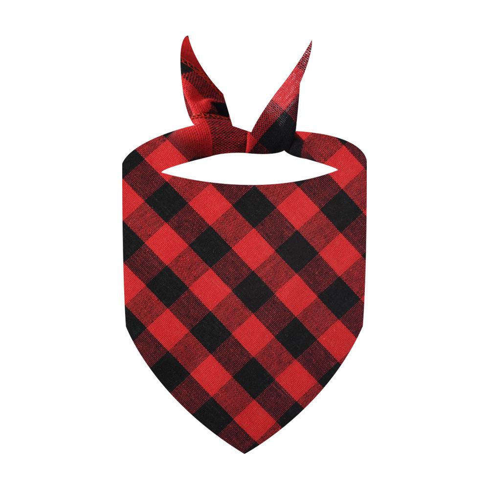 

Personalized Embroidered Plaid Pet Bib - Christmas Birthday Party Cotton Triangle Scarf for Cats and Dogs Small Blank