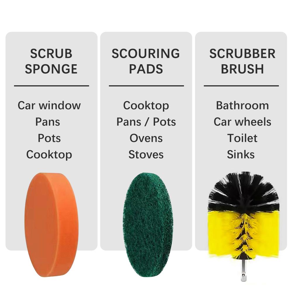 12PCS Multifunctional Drill Brush Cleaning Set with Scrubber Brush Scouring Pad Replacement for Cordless AVID POWER BOSCH Kitchen Car Bathroom