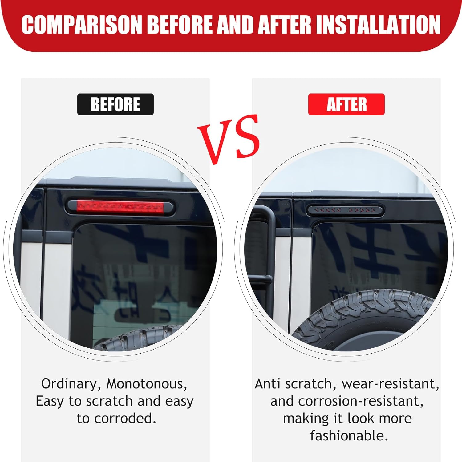 

Compatible with INEOS Grenadier 2020-2024 Car Brake Light Trim, Aluminum Alloy Car High-Mounted Brake Light Lamp Cover Guard Trim Exterior
