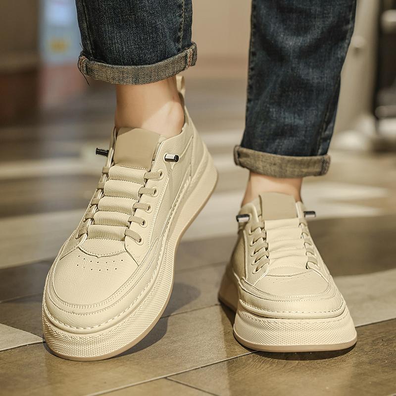 Fashion Leather Classic Men's Walking Shoes Men's Vulcanize Shoes Male 2025 New Handmade Skate Footwear Lace-Up Men Casual Outdoor Flats