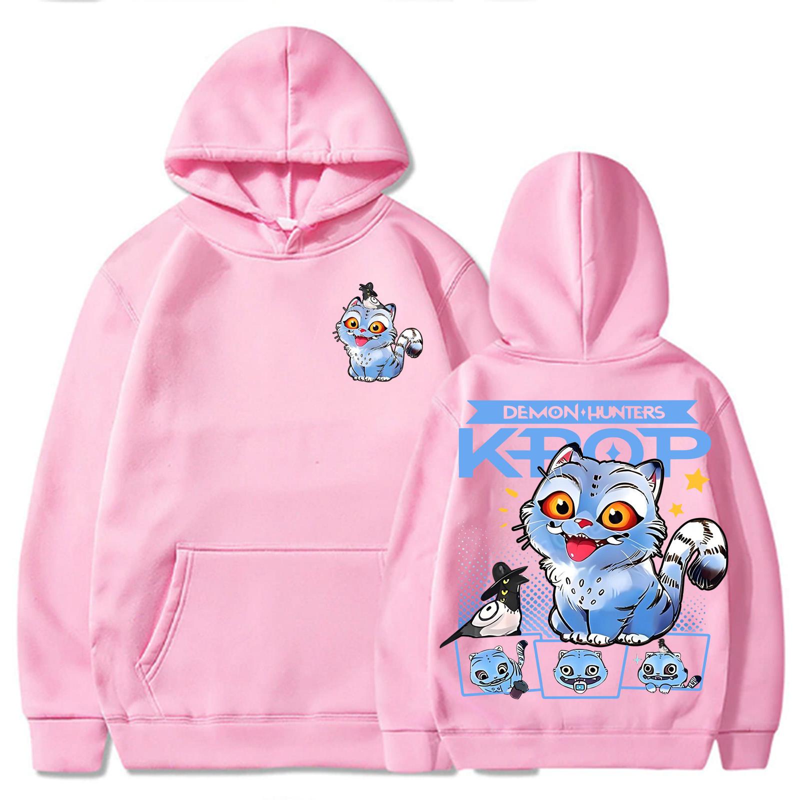 KPop Demon Hunters Huntrix Tiger Cat Hoodie Harajuku Pullover Tops Man Woman Sweatshirt Fans Gift S