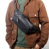 Head Layer Cowhide Men's Chest Bag, Men's Leather Diagonal Shoulder Bag, Casual Crossbody Bag, Shoulder Bag, Diagonal Cross Small Backpack Waist Bag