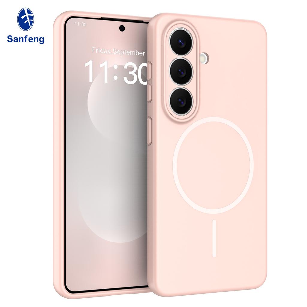 The New Model Is Suitable for Samsung S26 Mobile Phone Case, Magnetic Suction 26Ultra Fine Hole Skin Feel Solid Color S26 Plus Protective Case.