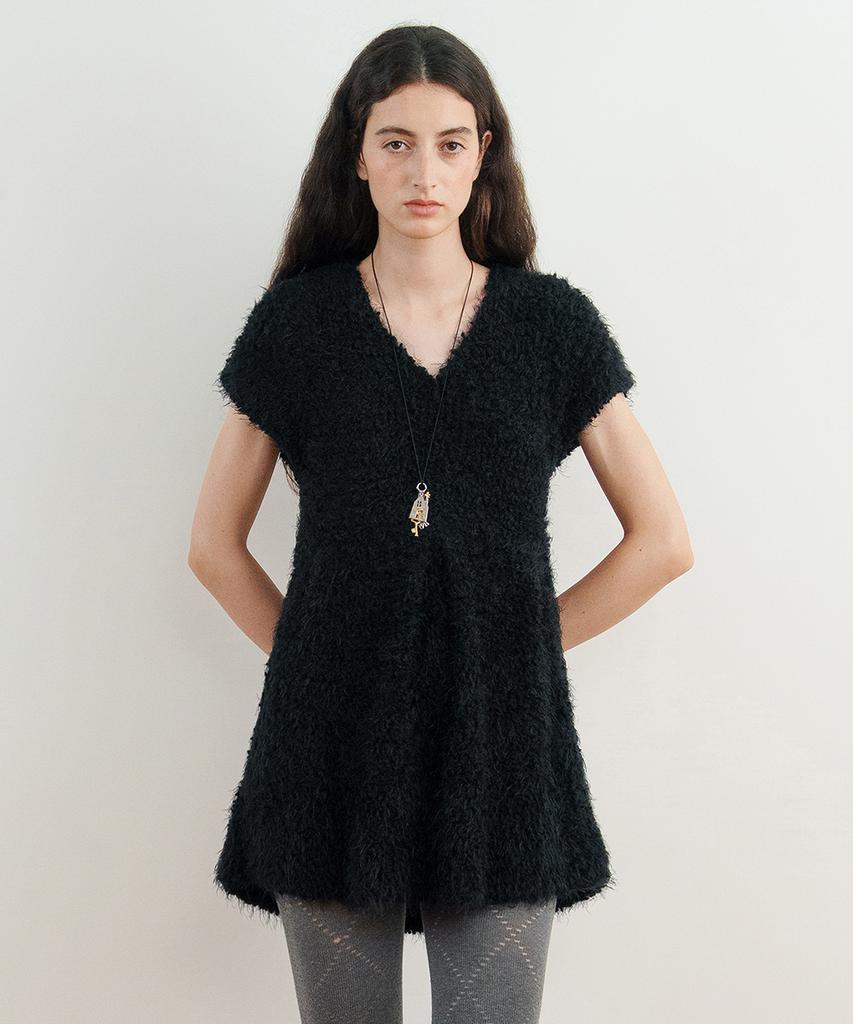 SINOON V-Neck Flare Knit (Black)