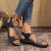 Summer Women's Simple Solid Color Wedge Sandals, Casual Open Toed Retro Thick Soled Sandals, Comfortable Wedge Thick Heel Beach Sandals