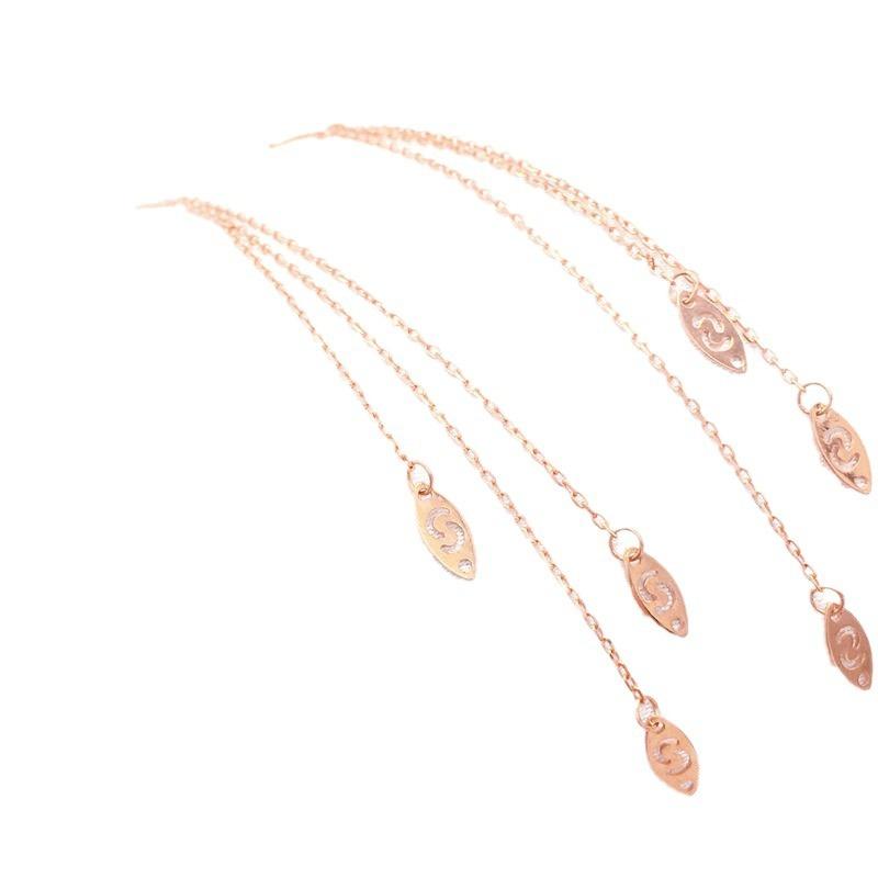 Purple Gold Fringed Ear Line Temperament Simple Color Gold Plated Rose Gold Earrings