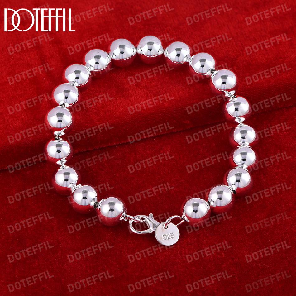 925 Sterling Silber 10mm Runde Perle Kette Armband Modische Hochzeit Schmuck