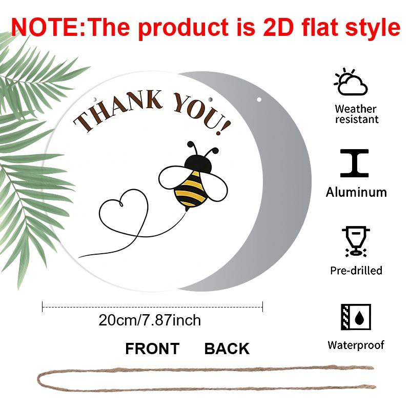 2D Flat Retro Aluminum Wall Stickers, Available In Multiple Sizes. Bee-themed Thank-you Pendant, with A Simple, Artistic Design, Making It A Perfect