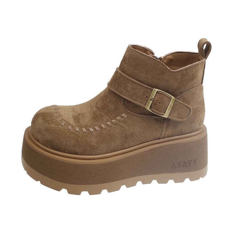 NEW Designer Platform Ankle Boots Woman Suede Shoes Warm Snow Boot Woman 2026 Winter Trend Fashion Walking boot