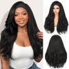 24 Inch Glueless Headband Wig #1B Natural Black Heat-Resistant Fiber Bouncy Yaki Curly Wave Easy To Wear Wigs for Women In Stock
