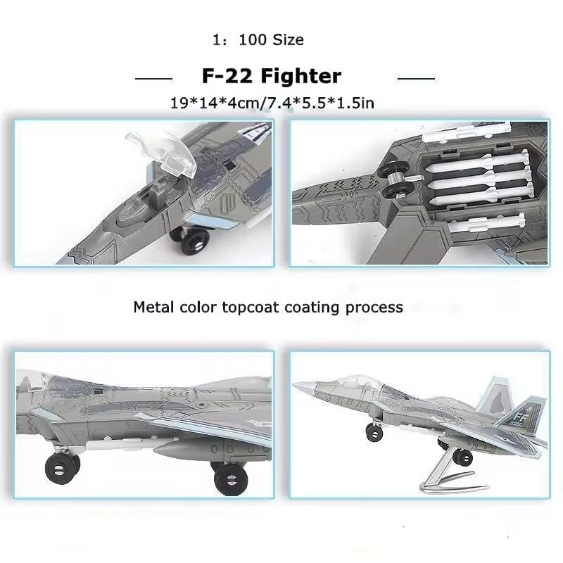 1/100 Scale Aircraft F22 Fighter Toy Model Plane ABS Military Model Building Toys For Kids 3D Puzzle Assembly Miniature Airplane