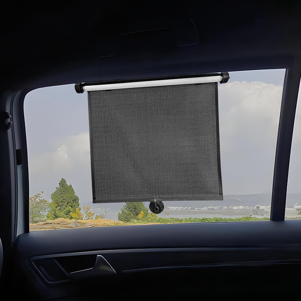 2Pcs Roller Side Window Sun Protection Shade 15 Inch Car Retractable Roller Sunshade with Suction Cup Roller Automobile Sunshade