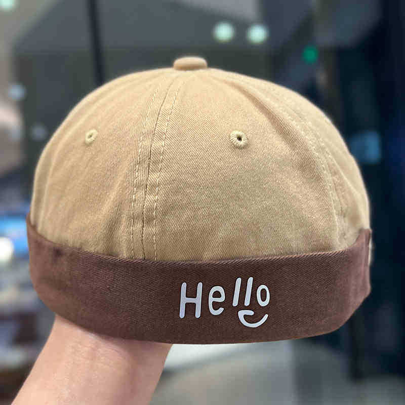 1Pc Washed Docker Beanie Brimless Cap Hat Without Visor Solid Color Retro Vintage Street Style Spring Autumn Outdoor Gorras