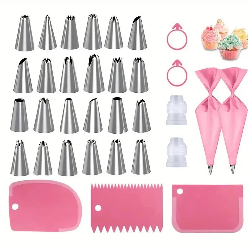 Silicone Piping Bags and Tips Set Cake DIY Decorating Kit with Stainless Steel Pasting Mouth Set Cream Pasting Bag Baking Set Baking Tool Lyp016
