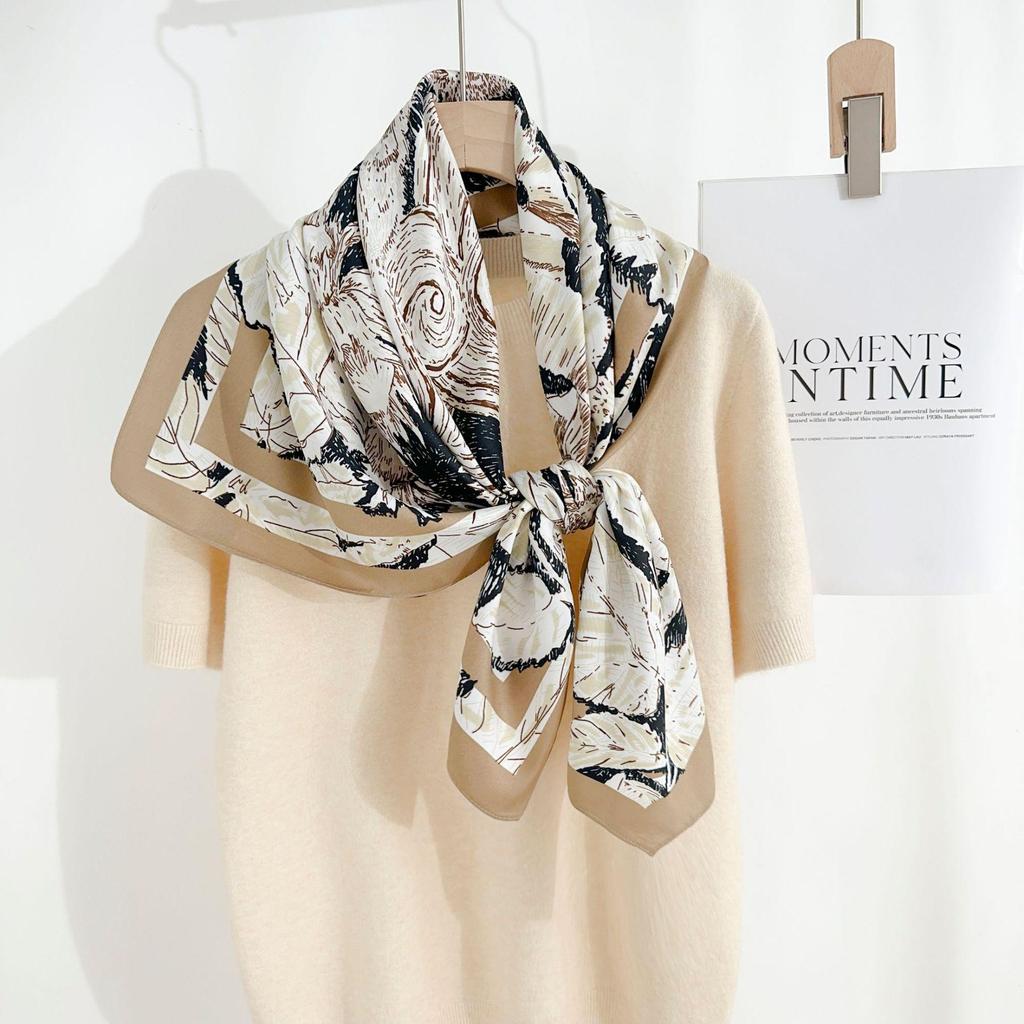 90×90 Großer Hochwertiger Schwarz-Weiß Gestreifter Schal: Professionelle Halsbekleidung, Stirnband & Sonnenschutz-Kopftuch