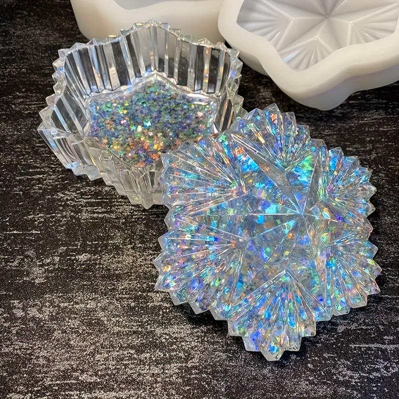 1 Set Snowflake Design Resin Mold Jewelry Box with Lid Silicone Epoxy Casting Mold for DIY Crafts Candy Storage