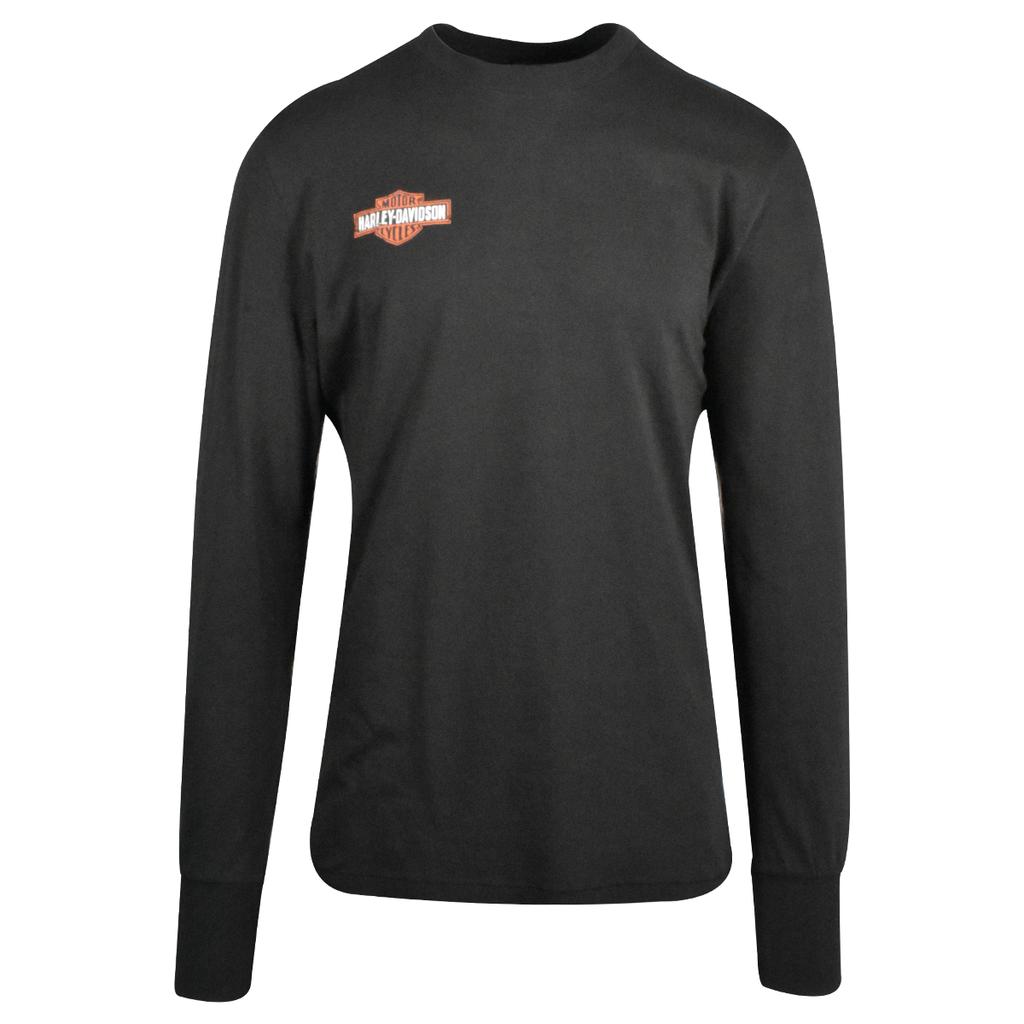 Harley-Davidson Men's T-Shirt Black Motorcycle Logo Print Long Sleeve