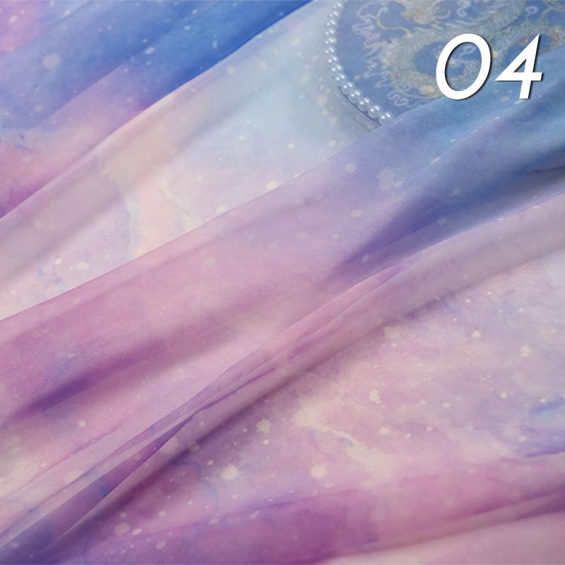 1/3/5M Tkanina szyfonowa w kolorze gradientowym 30D Tkanina szyfonowa DIY Tęczowa gwiaździsta przezroczysta materiał na sukienkę do tańca Kostium sukienka rzemiosło