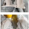 French Wirefree Lace Triangle Bra: Ultra-Thin, Small Bust, Thin Straps, Front Closure, Beautiful Back.