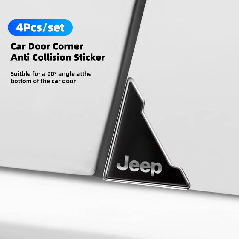 4Pcs Car Door Anticollision Stickers Anti Scratch Rubber Pad For Jeep Grand Cherokee Wrangler JK Gladiator Compass Renegade